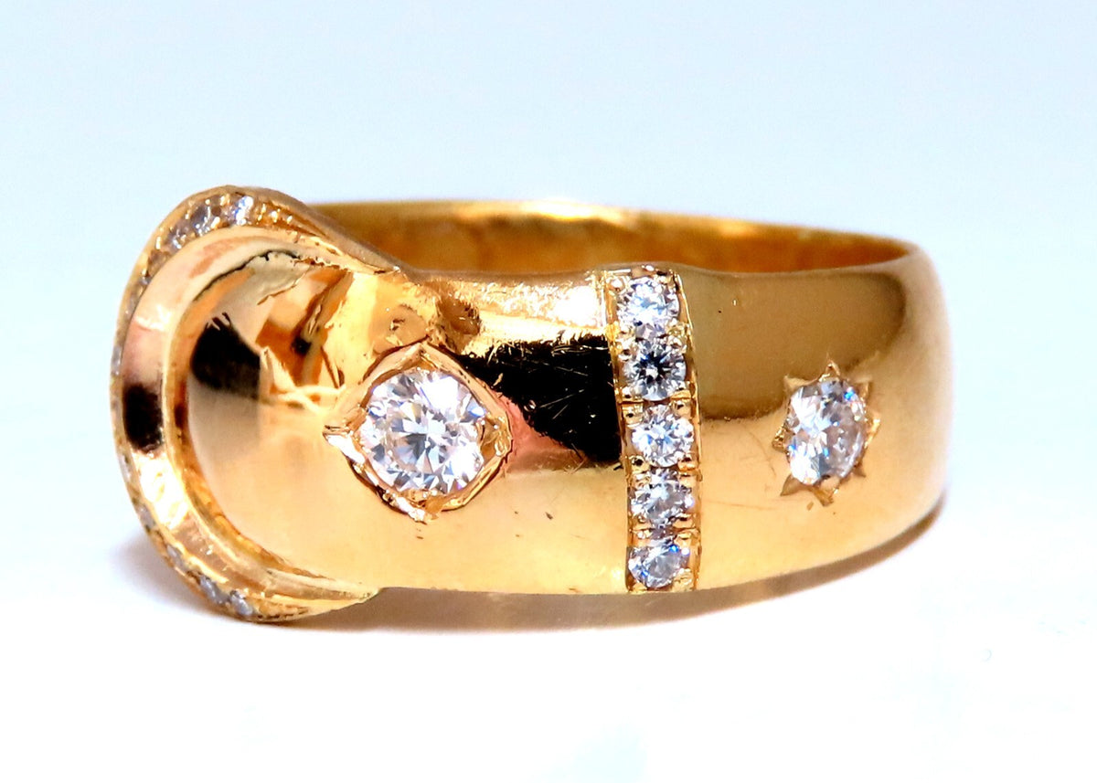 .40ct Natural Round Diamond Crescent Ring 18kt Gold England *v