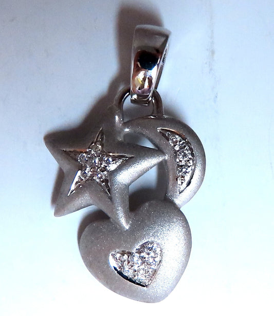 .24ct Heart stars moon Natural diamonds pendant 18 karat *v