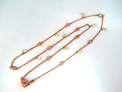 6.00ct Natural Briolette Diamonds Station Yard Necklace 14 Karat *v