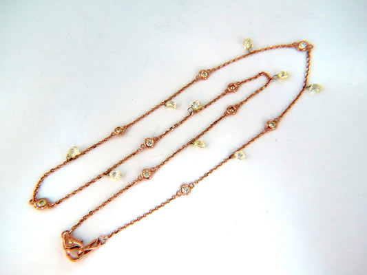 6.00ct Natural Briolette Diamonds Station Yard Necklace 14 Karat *v