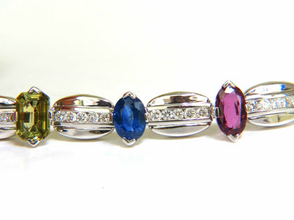8.25CT NATURAL FINE GEM VIVID COLORS SAPPHIRE DIAMOND BRACELET 14KT *v