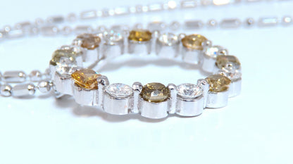 3.32ct Fancy Color Natural Yellow Brown Diamond Circle Eternity Necklace 14kt *v