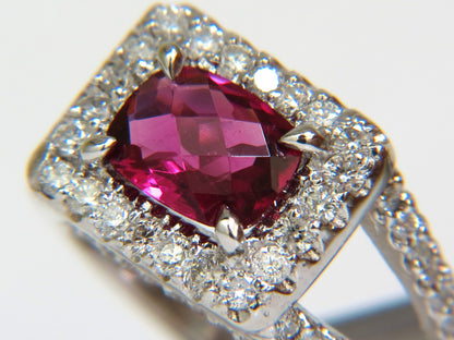2.73CT NATURAL BRIGHT PINK TOURMALINE DIAMOND RING SPLIT SHANK 14KT *v