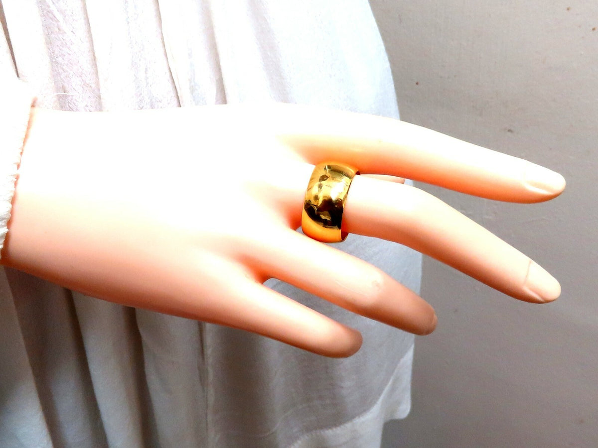 11.1mm Wide Classic 14kt Gold Band Semi Domed High Shine *v