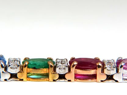 22.90ct natural sapphires emeralds ruby diamond tennis bracelet 14 karat *v