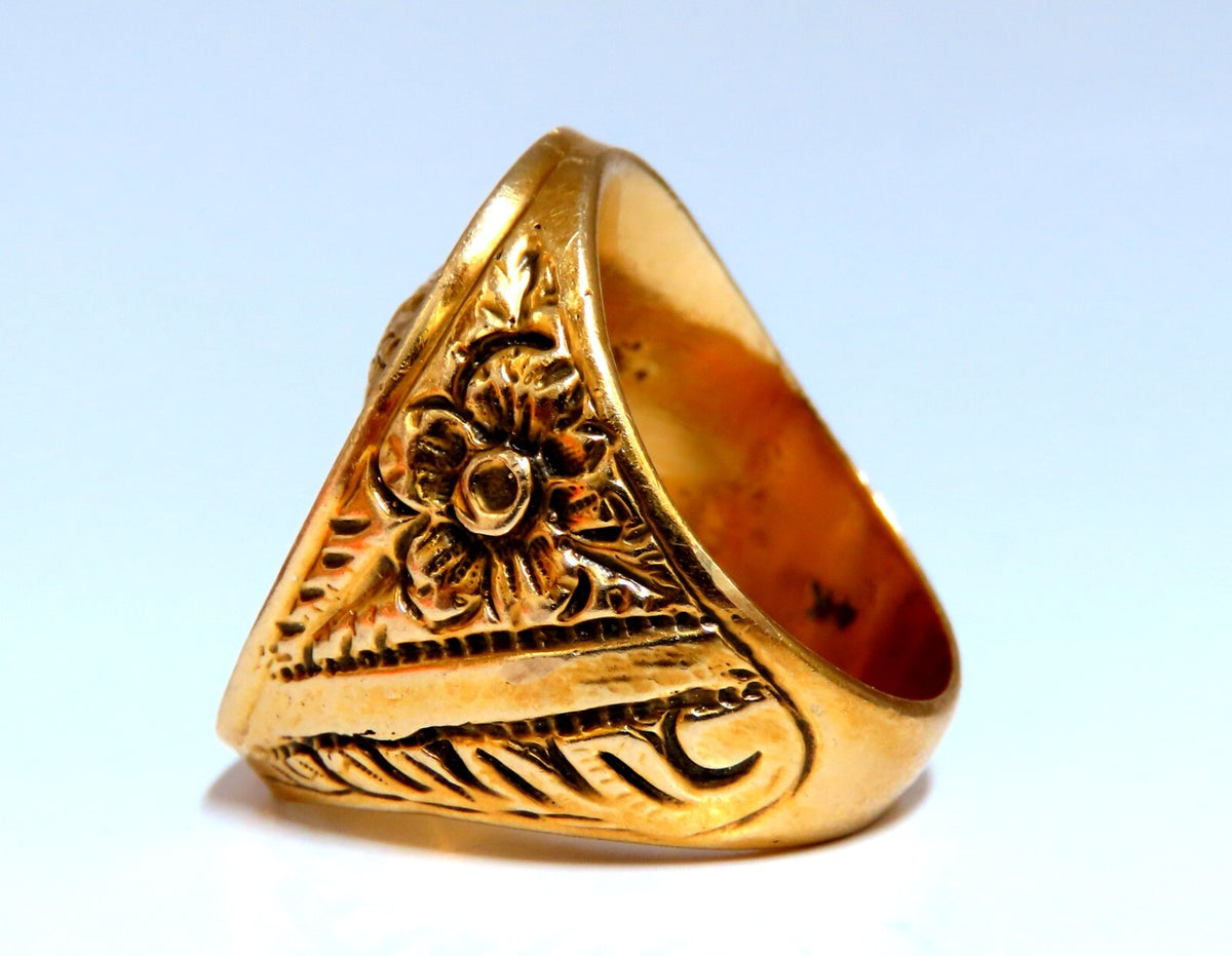 Caesar Roman Noble Deco Vintage Signet Ring 14Kt gold 22G *v