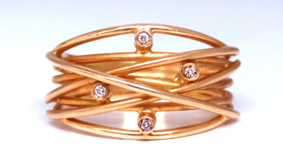 .04ct Natural Diamond Satin Barbed Wire Form Ring 14kt gold 12420 *v