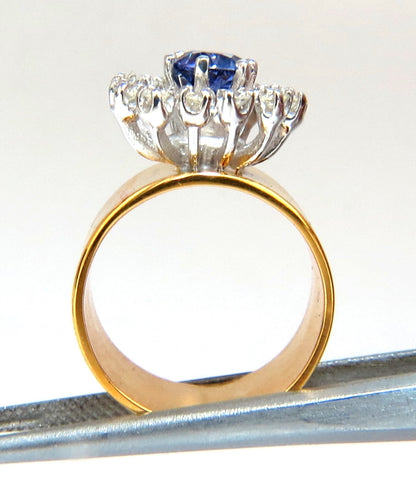 1.46ct natural round tanzanite diamonds ring 14kt cluster halo *V