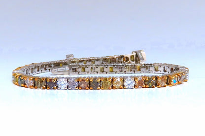 7.26ct Natural Yellow orange pink brown fancy color diamonds bracelet 14kt *v