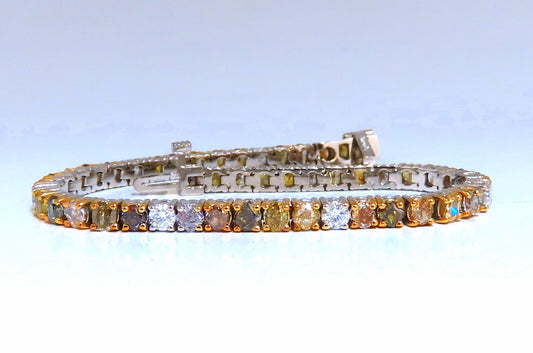 7.26ct Natural Yellow orange pink brown fancy color diamonds bracelet 14kt *v