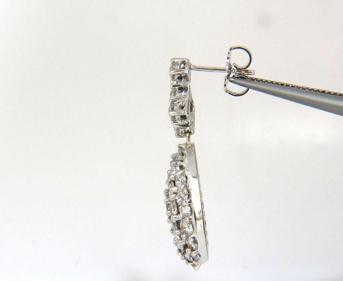 6.50ct. Natural Round Diamonds Dangle Pear Cocktail Earrings 14kt 12357 *v