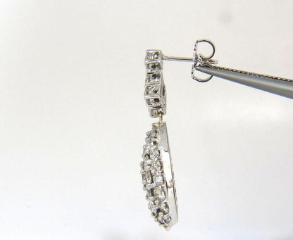 6.50ct. Natural Round Diamonds Dangle Pear Cocktail Earrings 14kt 12357 *v