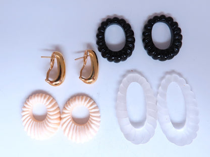 Interchangeable Onyx Moonstone Coral Gold Dangle Earrings 18kt 12632 *v