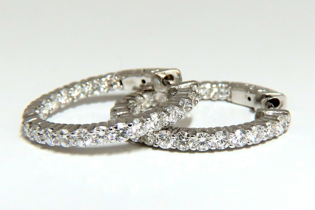 2.34ct natural round diamonds inside out hoop earrings button 14 karat *v