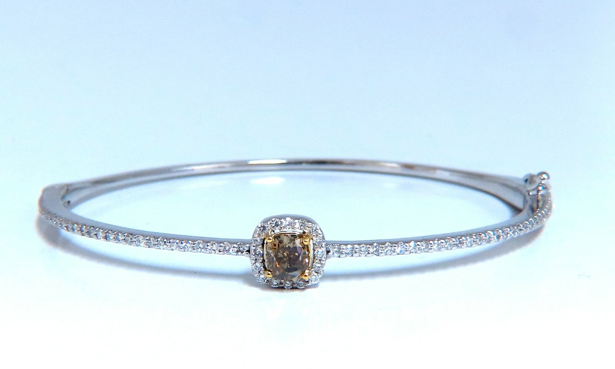 1.20ct Natural Fancy Color Diamonds Bangle Bracelet 14kt Gold Mod Deco Prime *v