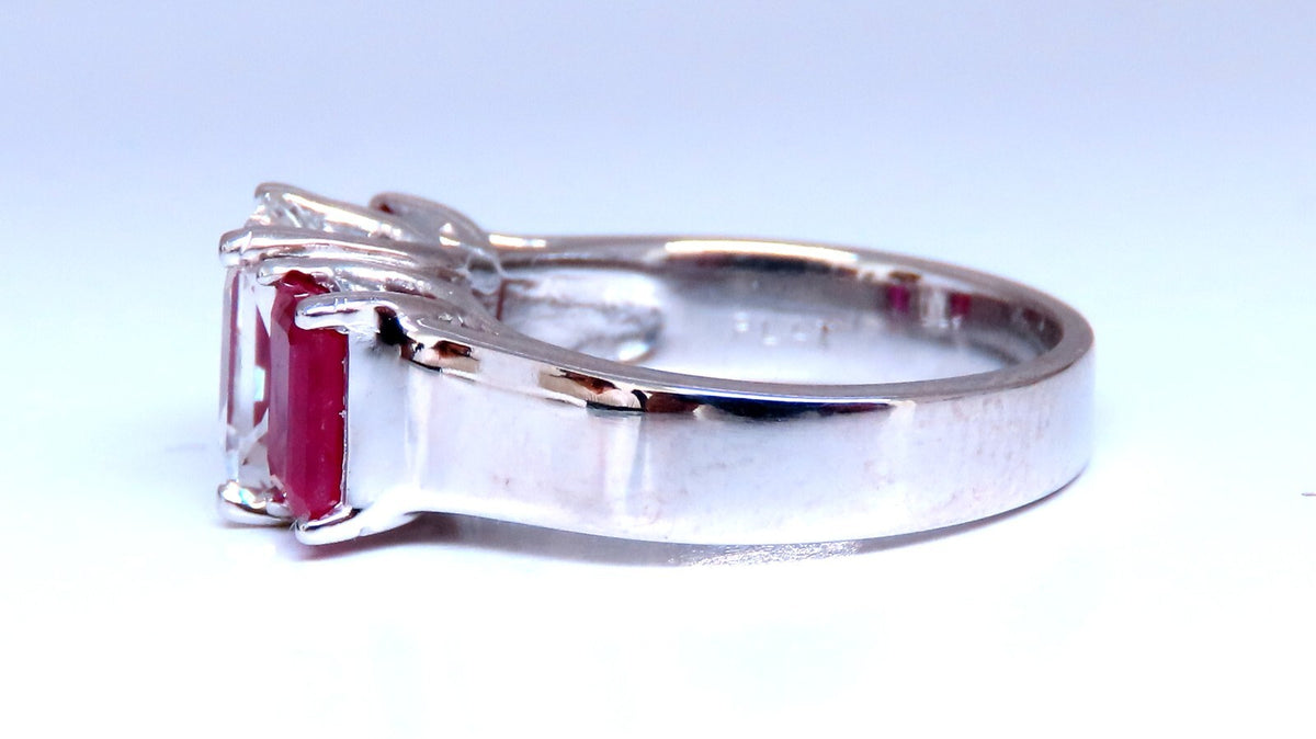 White Natural Sapphire & Ruby Ring Platinum *v