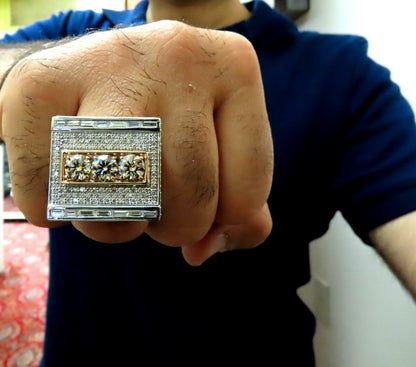 Natural Light Fancy Yellow Green Diamonds Mens Ring 18 Karat Big Tall Grande *v