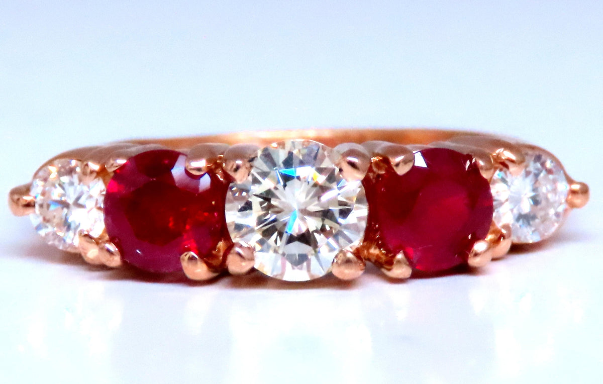 GIA Certified .72ct Round diamond Ruby Band 14kt 12412 *v
