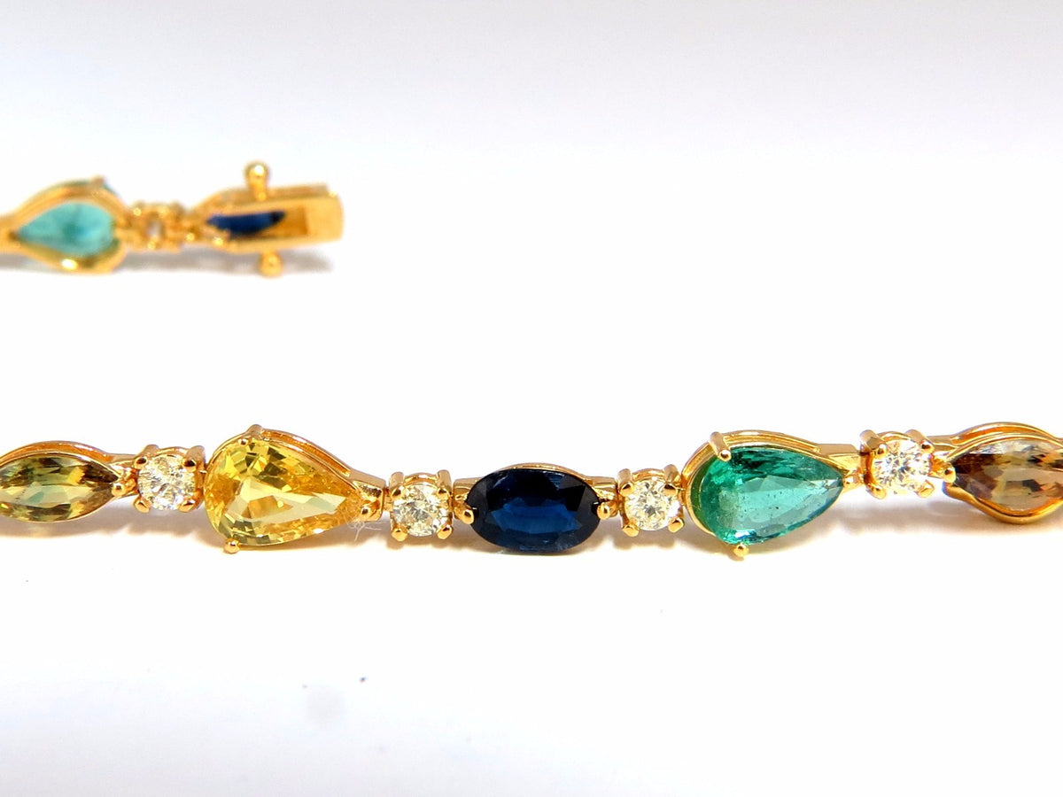 8.38ct tsavorite sapphires emeralds yellow diamond tennis bracelet 18kt *v