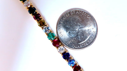 11.80ct Natural Sapphire Ruby Emerald Amethyst Tennis Bracelet 14kt Gem Line *v