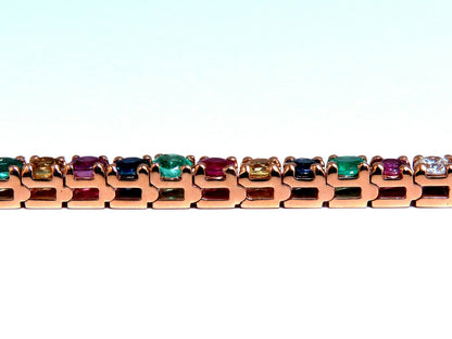 10.30Ct Natural Gem-Line Spinel Emerald Sapphire Ruby  Diamond Bracelet 14Kt *v