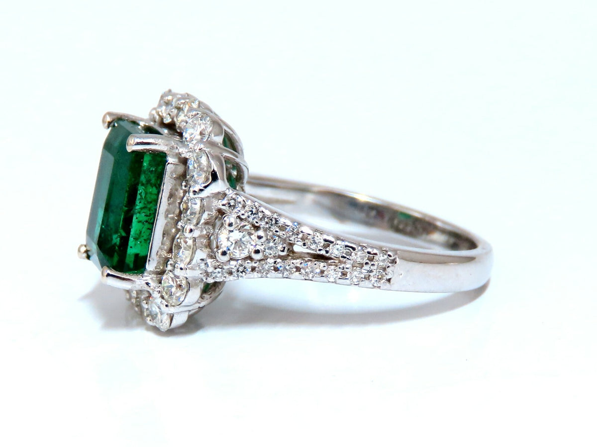 GIA Certified: 3.31ct Natural Emerald Diamonds Ring 14kt (F1) *v