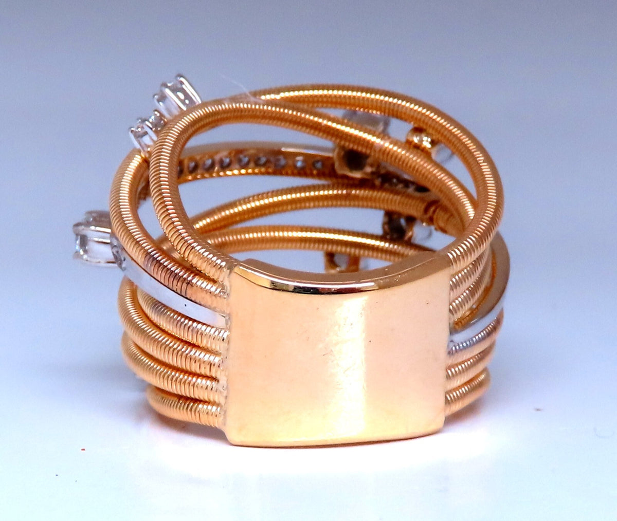 1.02ct Natural Diamonds On Coil Wire Wrap Ring 14kt Gold *v