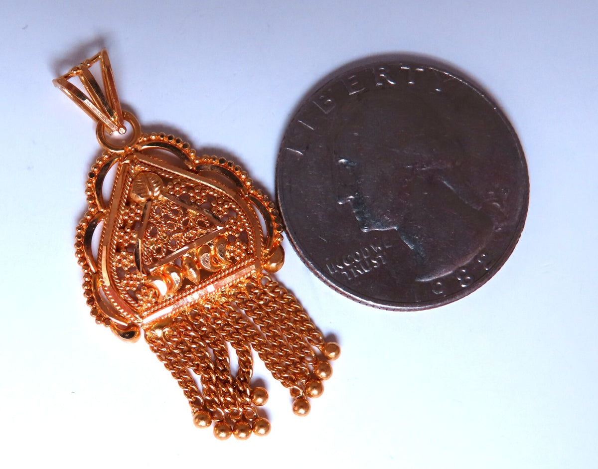 Vintage Tassel Medallion Tassel Iconic Emblem Pendant 22kt gold *v
