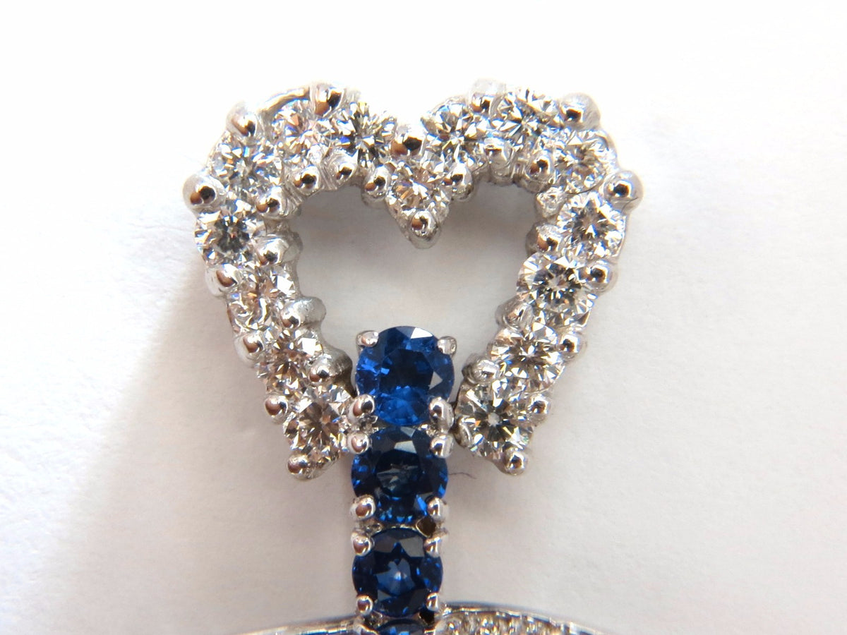 6.00ct Natural Diamonds Sapphire 3 Tier Dangle earrings 14kt gold Heart *v