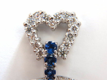 6.00ct Natural Diamonds Sapphire 3 Tier Dangle earrings 14kt gold Heart *v