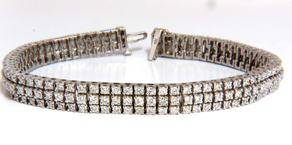 5.50ct natural round brilliant diamonds three row tennis bracelet 14kt gold *v