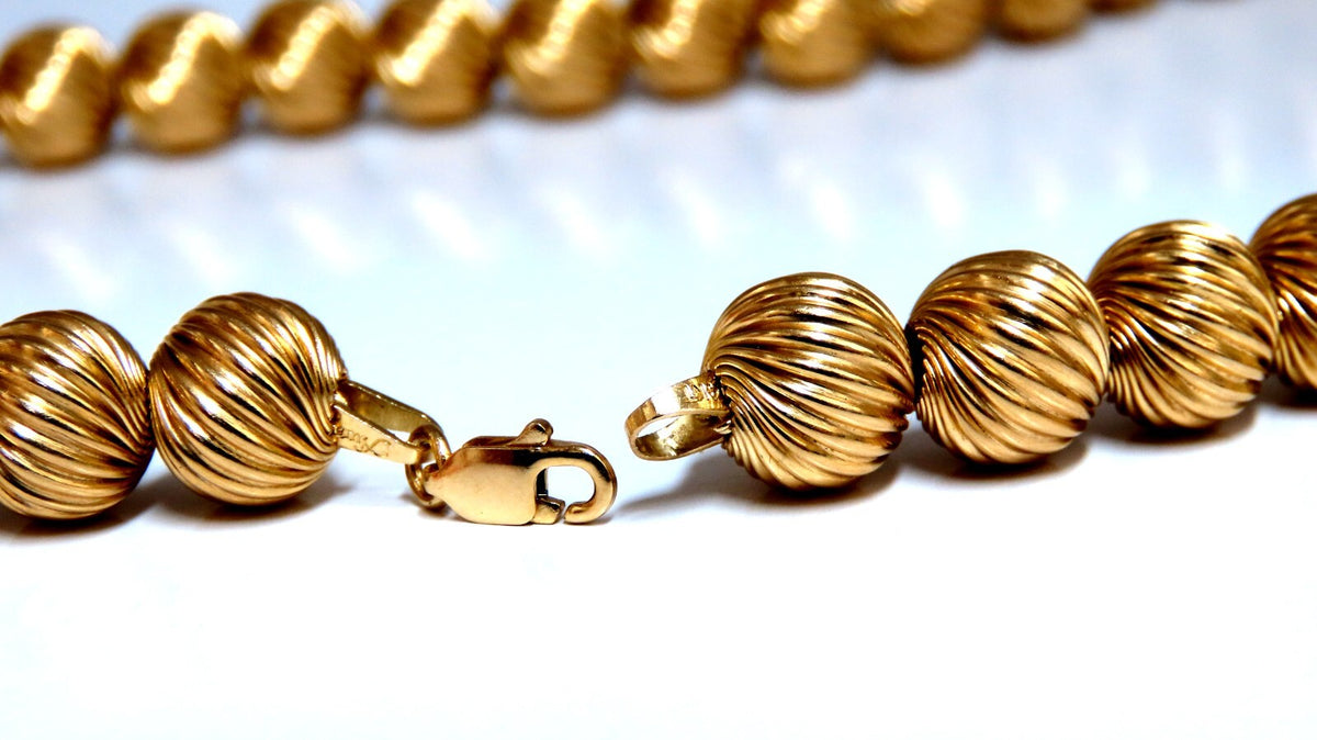 14kt Gold Bead Necklace 17.5 inch 9mm *v