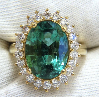 GIA Certified 8.60ct natural green emerald diamonds ring 18kt "F1" Halo Prime *v