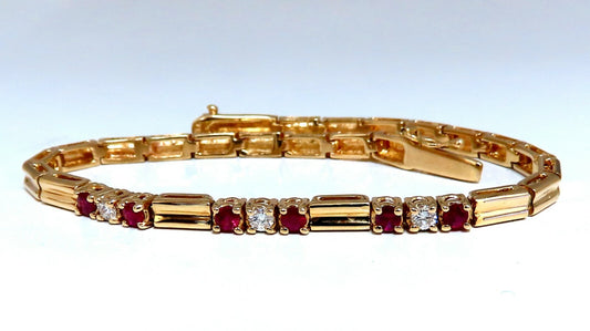 .80ct Natural Ruby .33ct Diamonds Vintage Bracelet 14 Karat *v