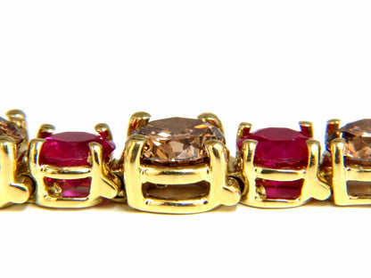 24.14ct Natural Fancy Brown Diamonds Red Ruby Bracelet 18kt Tennis *v