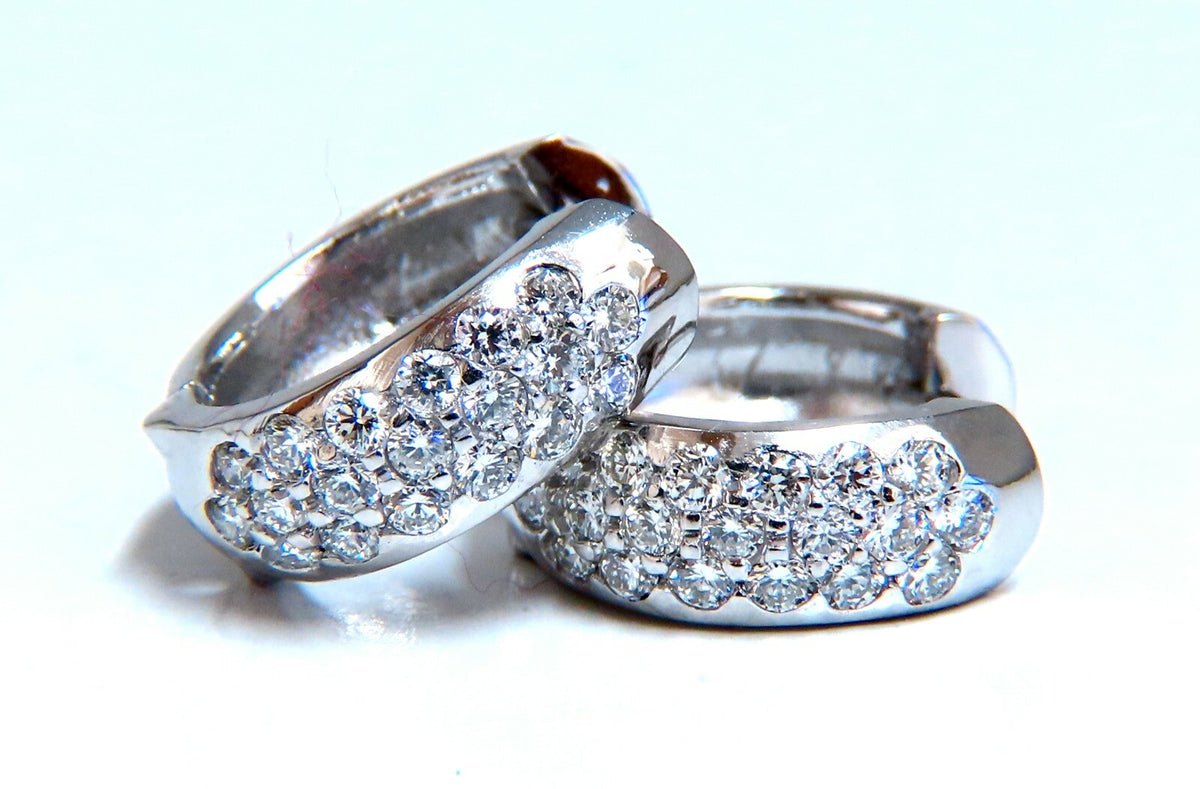 .75ct Natural Diamonds Huggie Hoop Earrings 14 Karat Gold *v