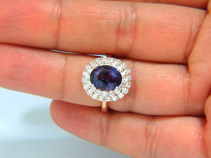 GIA Certified 6.41ct Natural Vivid purple sapphire diamonds ring *v
