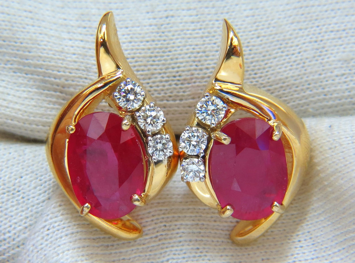 13.00ct Clarity enhanced ruby natural diamond earrings 14kt *v