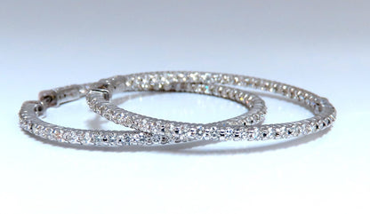 2.68ct Natural Round Diamond hoop earrings 14kt 1.7 inch single share prong *v