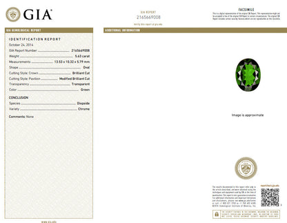 GIA CERTIFIED 6.71CT NATURAL BRIGHT VIVID GREEN DIOPSIDE DIAMONDS RING 14KT*v