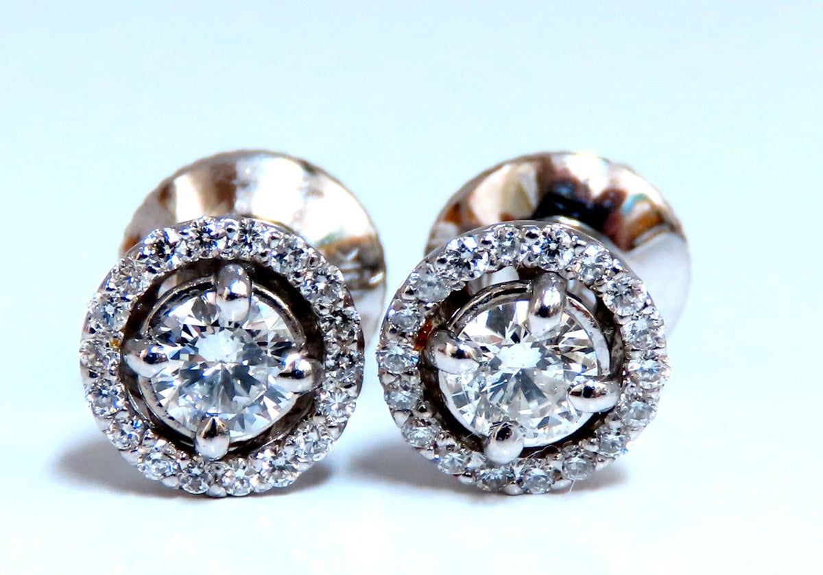 1.11ct. natural round diamond cluster earrings 14 karat *v