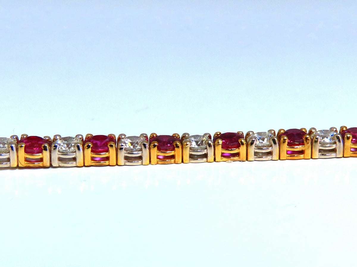 9.82ct Natural Ruby Diamonds Alternating Tennis Bracelet 14kt *v