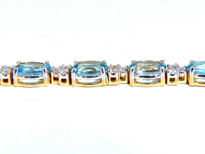 3.34ct natural aquamarine diamonds tennis bracelet 14kt vivid prime aqua blue *v