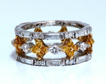 3.25ct Natural Fancy Yellow Baguette & Rounds Platinum Eternity Ring*v