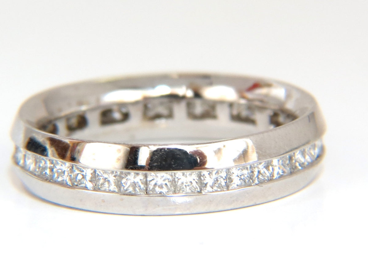 1.50ct Natural Princess cut diamonds eternity ring 14kt Comfort 5mm *v