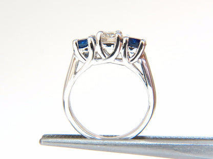 2.48ct natural sapphires diamond three stone ring 14kt royal blue *v