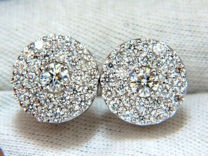 GIA Certified 4.60ct. Matching diamond cluster circular earrings omega 14kt *v