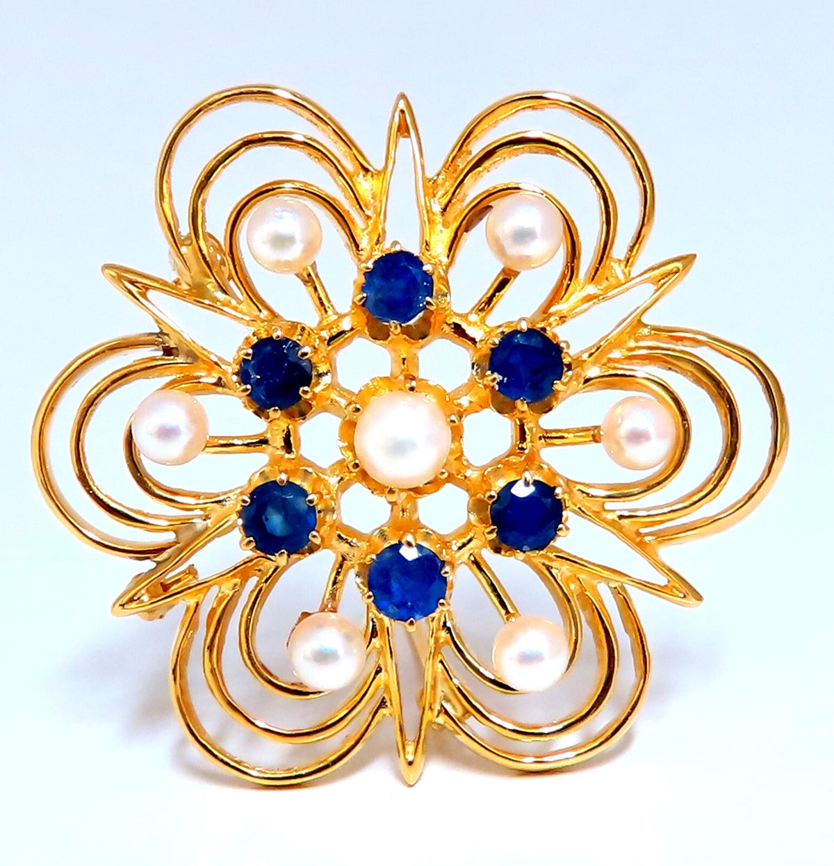 Cosmopolitan 14kt Gold Sapphire Pearl Pin 14kt *v
