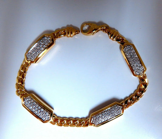 1.63ct Natural Round Diamonds Rectangular Curb Link Bracelet 18kt Drache *v