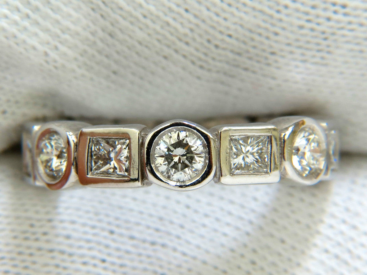 2.80CT NATURAL ROUNDS PRINCESS DIAMONDS ETERNITY BAND PLATINUM FLUSH DURABLE *v